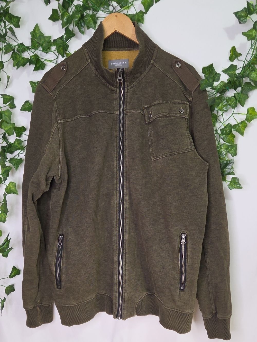 Standard Cloth. Olive Green Full-Zip Jacket. Size XL. EUC